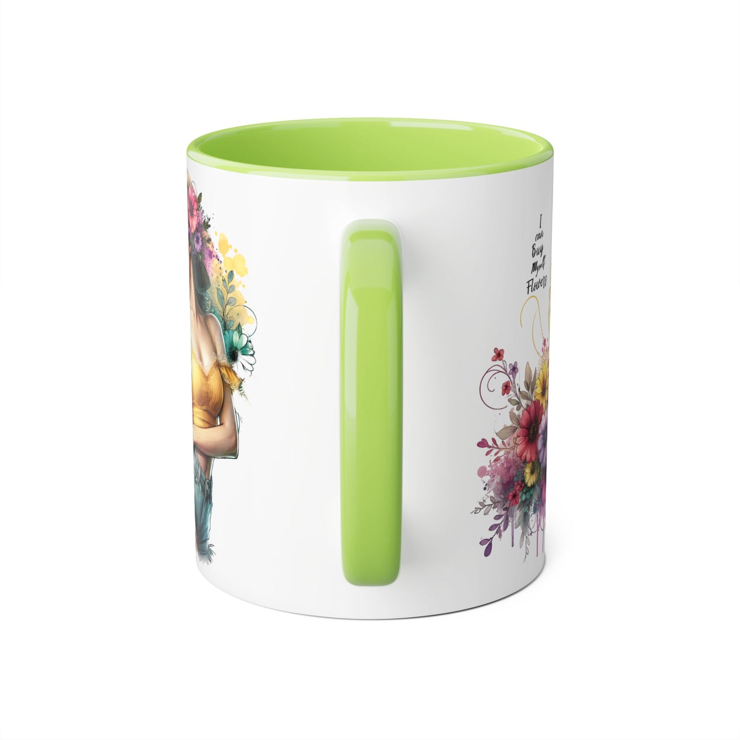 I Can Buy Myself Flowers Chic Floral Accent Mug, Coffee Cup, Gift for Flower Lovers, Tea Mug, Spring Decor, Mother's Day, Home Office Vibe