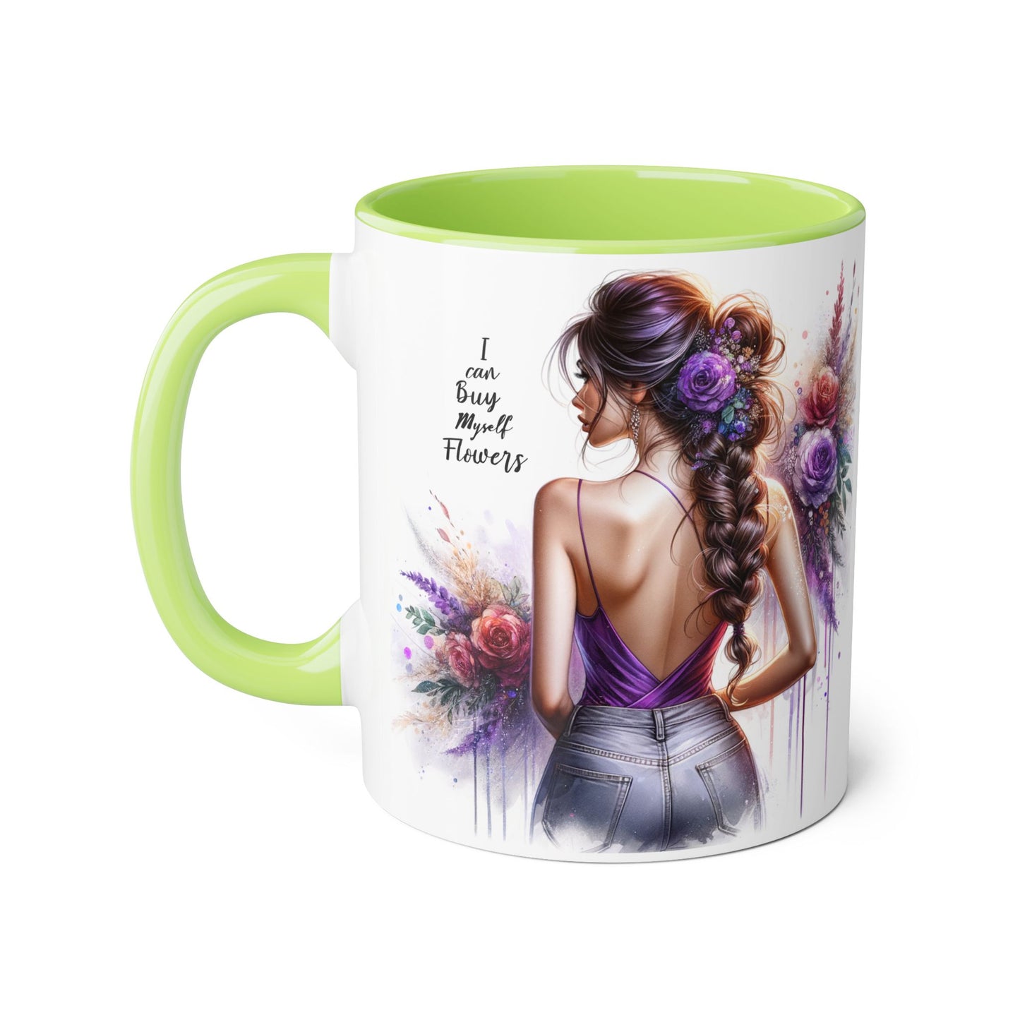 I Can Buy Myself Flowers Floral Artwork Accent Mug, Gift for Flower Lovers, Inspirational Coffee Cup, Unique Home Decor, Mother's Day Present