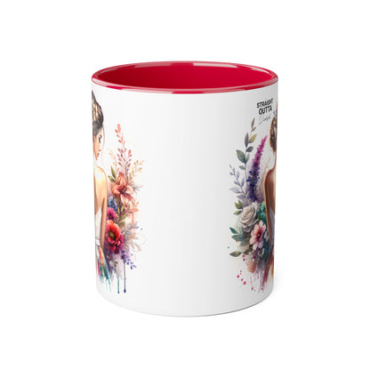 Straight Outta Divorced Humoristic Boho Floral Accent Mug, Inspirational Gift, Coffee Lover's Cup, Unique Art Mug, Straight Outta Beautiful, Personalized Drinkware
