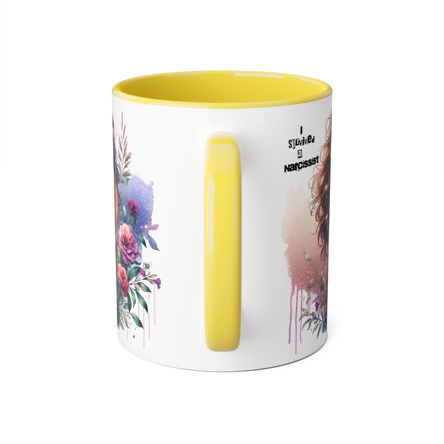 Artistic Floral Accent Mug, Boho Coffee Cup, Gift for Her, Self-Love Mug, Unique Drinkware, Narcissist Quote
