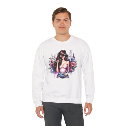 I Am My Own Happily Ever After  Floral Goddess Crewneck Sweatshirt, Cozy Women's Apparel, Boho Style, Gift for Her, Trendy Sweatshirt, Chic Layering Piece