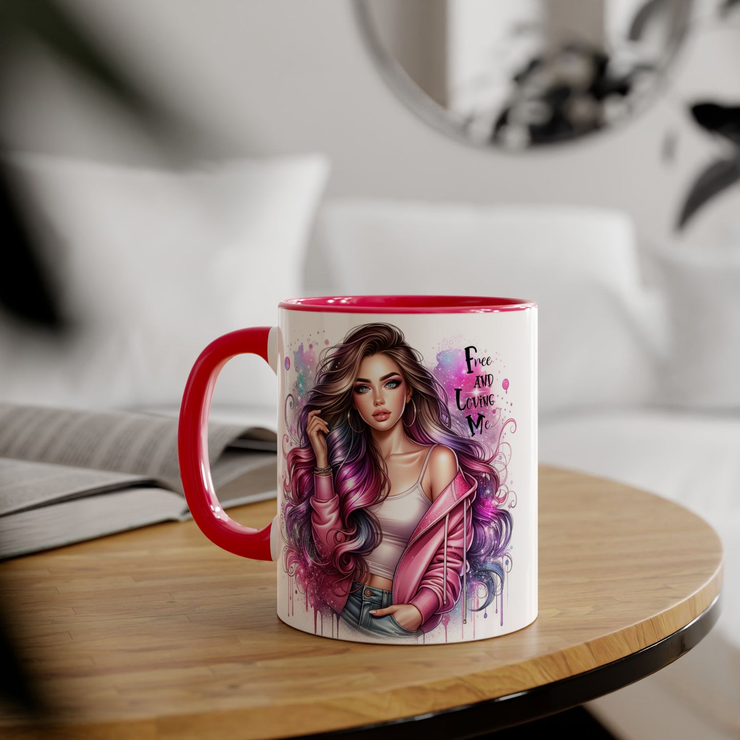 Colorful Motivational Accent Mug - "Free and Loving Me" - Self-Care Gift, Inspirational Drinkware, Artistic Coffee Cup, Unique Present, [...]