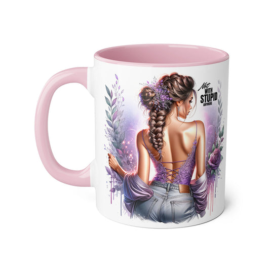 Not With Stupid Anymore Humoristic Bohemian Accent Mug, Artful Coffee Cup for Unique Gifts, Decorative Drinkware, Home Decor, Thoughtful Present
