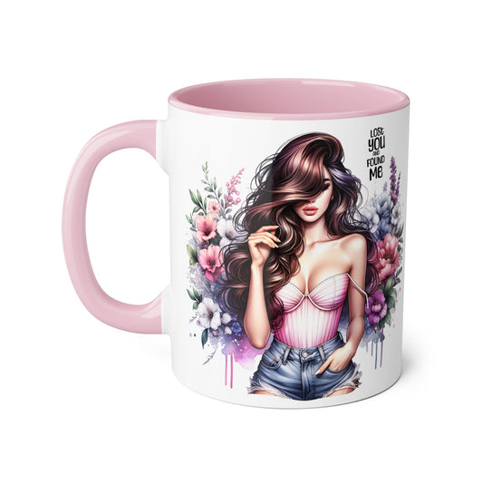 Floral Art Accent Mug - Lost You and Found Me , Coffee Lover Gift, Home Decor, Birthday, Mother's Day, Inspirational Drinkware
