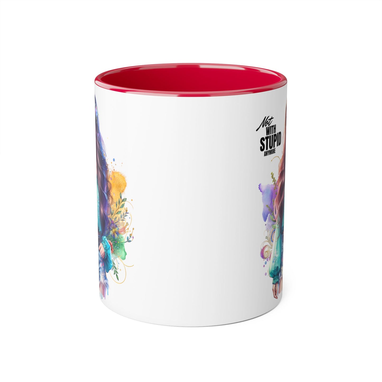 Not With Stupid Anymore Humoristic 11oz Accent Mug This humoristic mug
