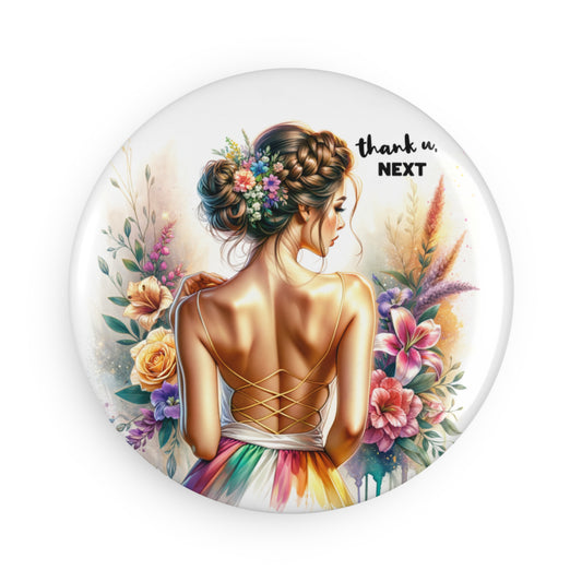 Thank U, Next  Decorative Round Magnet, Gifts for Her, Refrigerator Decor, Chic Home Accessory, Unique Birthday Gift