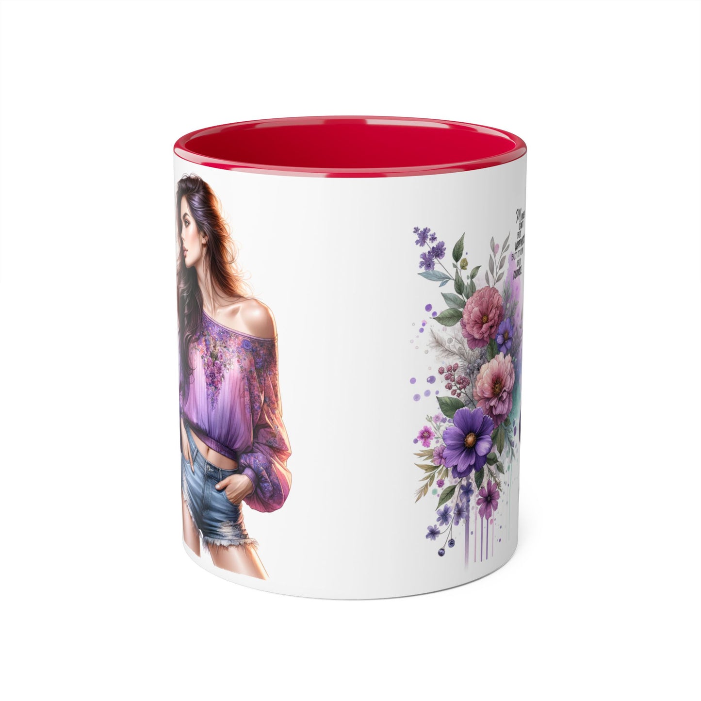 Money Can't Buy Happiness But It Can Buy Divorce Humoristic Stylish Floral Accent Mug, Coffee Cup, Gift for Her, Home Decor, Inspirational Quote, Unique Design