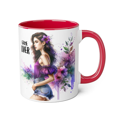 Game Over Accent Mug - Stylish Coffee Cup for Gamers, Unique Gift, Trendy Home Decor, Birthday Present, Cafe Lover's Essential