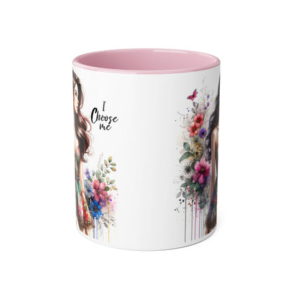 I Choose Me  Floral Accent Mug, 11oz Coffee Cup, Self-Love Gift, Inspirational Drinkware, Unique Home Decor, Feminine Art Mug
