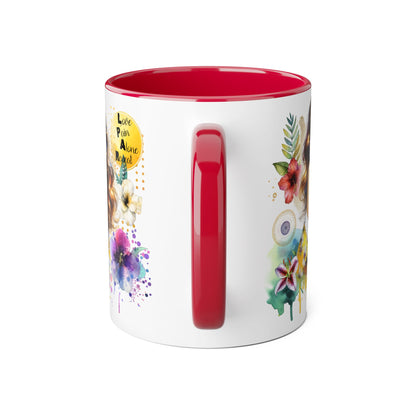 Vibrant Floral Accent Mug, Inspirational Coffee Cup, Gift for Her, Boho Art Mug, Unique Tea Mug, Home Decor