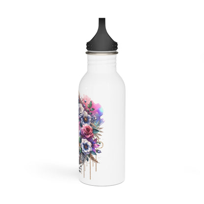 Thank U, Next Chic Floral Water Bottle, Motivational Drinkware, Eco-Friendly Stainless Steel, Fitness Hydration, Unique Gift for Her