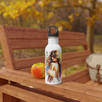I Am My Own Happily Ever After Stylish Stainless Steel Water Bottle, Eco-Friendly Gift, Floral Design, Inspirational Quote, Outdoor Adventure and Fitness Gear