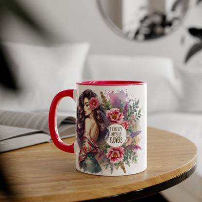 I Can Buy Myself Flowers Floral Inspiration Mug, Unique Gift for Her, Coffee Cup, Self-Care Item, Beautiful Floral Design