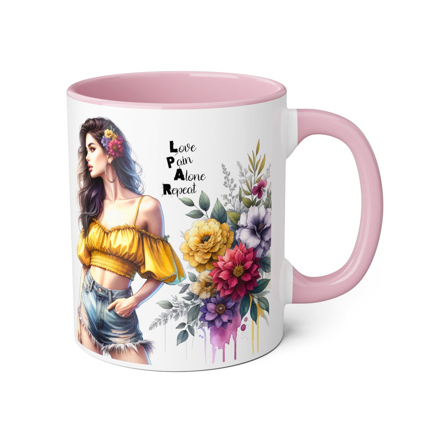 Boho Floral Accent Mug, Stunning Gift for Tea Lovers, Home Decor, Coffee Lover's Gift, Birthday Present, Art Print Mug