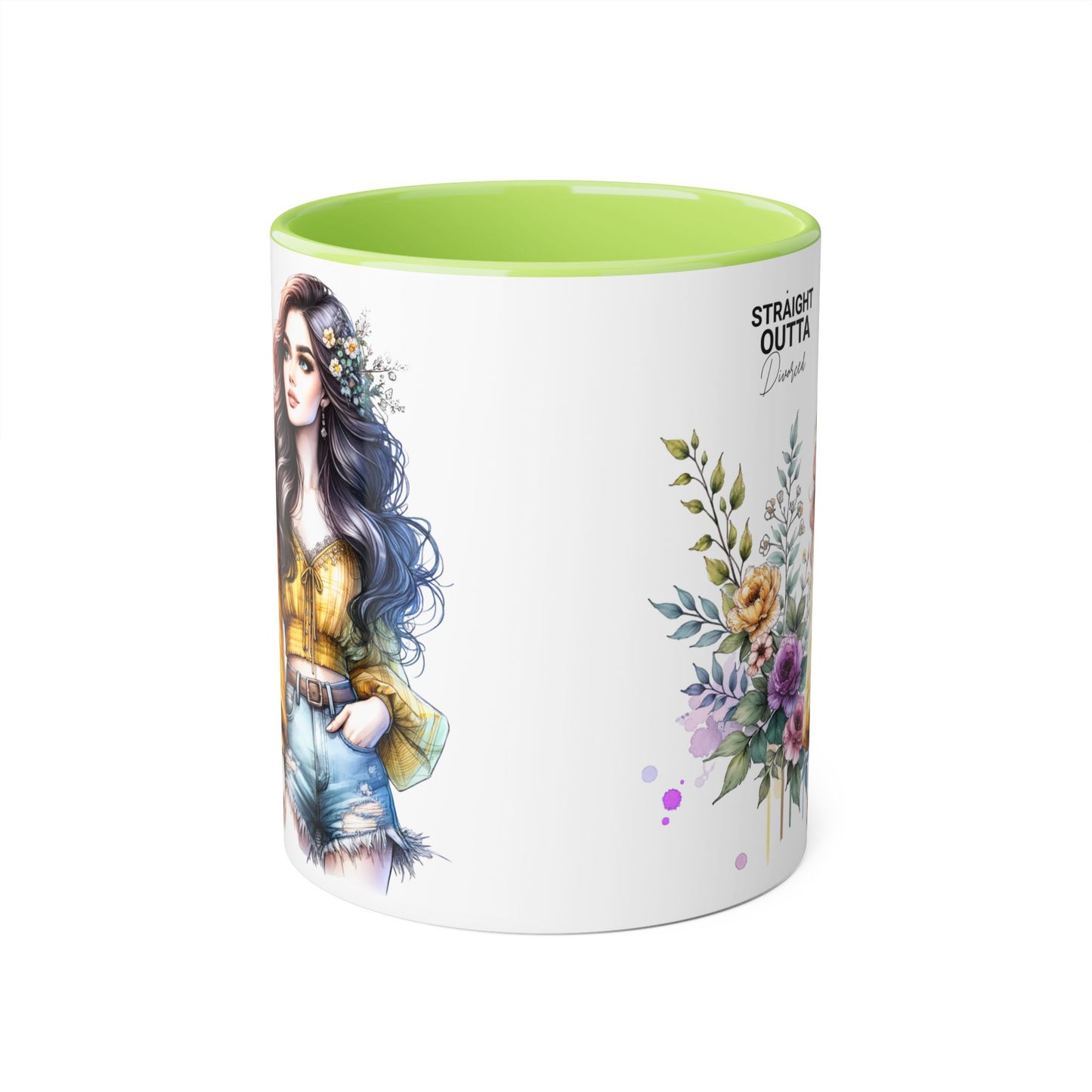Straight Outta Divorced Humoristic Stylish Floral Accent Mug, Perfect for Coffee Lovers, Gift for Her, Home Decor, Mother's Day, Birthday, Everyday Use