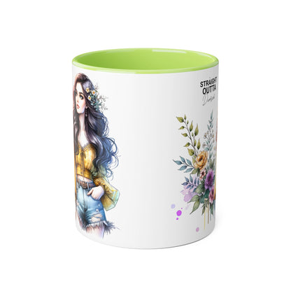 Straight Outta Divorced Humoristic Stylish Floral Accent Mug, Perfect for Coffee Lovers, Gift for Her, Home Decor, Mother's Day, Birthday, Everyday Use