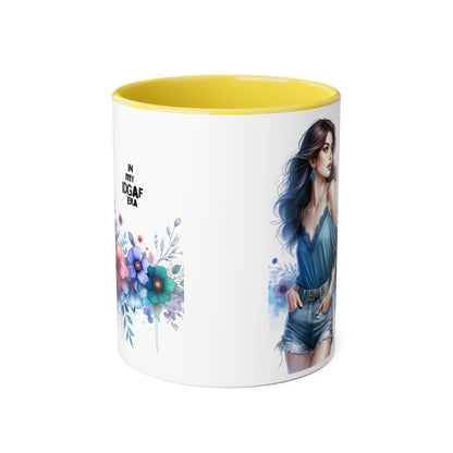 Chic IDGAF Accent Mug, Floral Art, Gift for Her, Coffee Lover, Unique Decor, Trendy Mug, Self-Care Gift