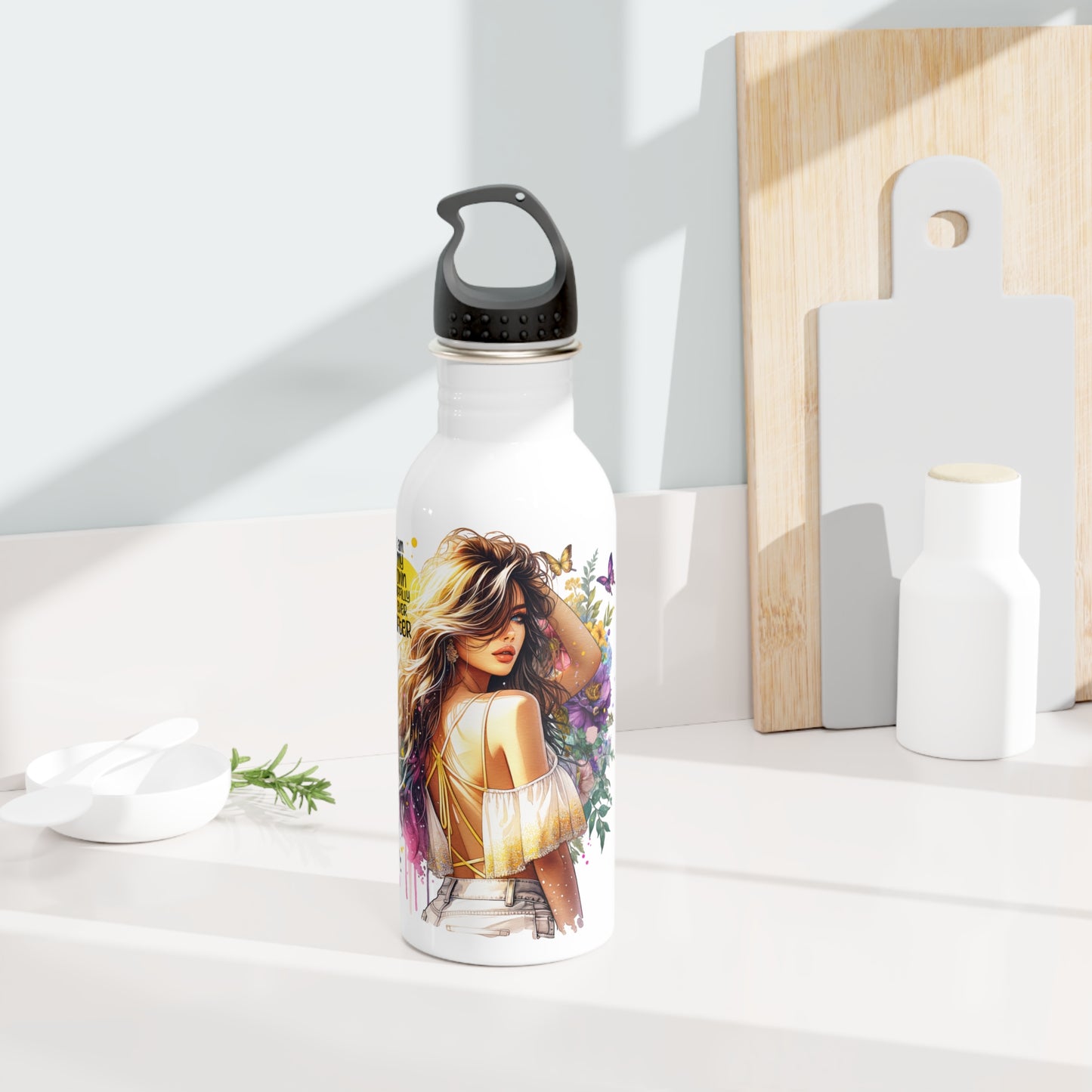 I Am My Own Happily Ever After Stainless Steel Water Bottle with Inspirational Art, Floral Water Bottle, Motivational Gift for Her, Reusable Travel Bottle, [...]