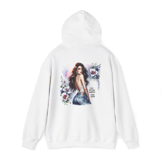 I Am My Own Happily Ever After Floral Graphic Hoodie with Inspiring Quote, Cozy Unisex Sweatshirt