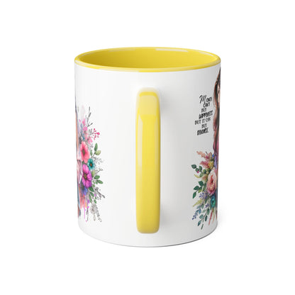 Money Can't Buy Happiness But It Can Buy Divorce Humoristic Floral Inspirational Mug, Gift for Friends, Coffee Cup, Tea Lover, Flower Design, Motivational Quote, Birthday Gift