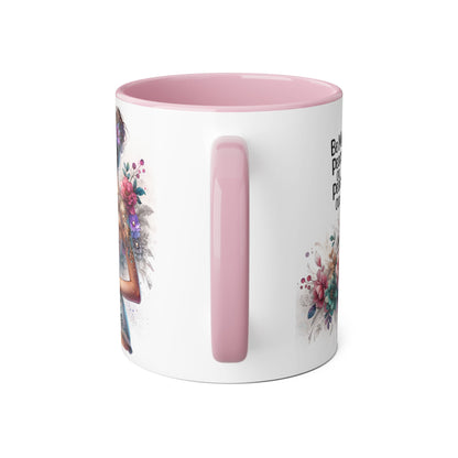 Be My Peace or Peace Out Bohemian Floral Accent Mug - Inspirational Coffee Cup, Gift for Her, Peaceful Vibes, Birthday Present, Home Decor, Artistic Drinkware