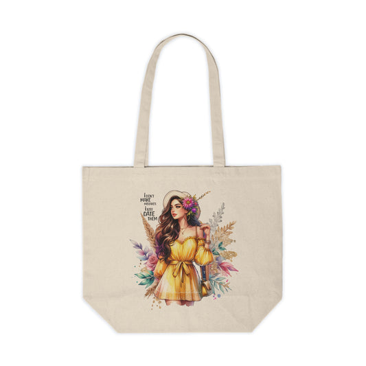 I Don`t Make Mistakes, I Just Date Them Boho Floral Canvas Shopping Tote - Eco-Friendly Grocery Bag, Beach Tote, Market Bag, Gift for Her, Trendy Reusable Bag
