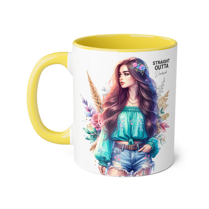 Straight Outta Divorced Humoristic Vibrant Floral Accent Mug, Straight Outta Design, Gift for Coffee Lovers, Boho Home Decor, Ideal for Birthdays, Celebrations, Enjoy [...]