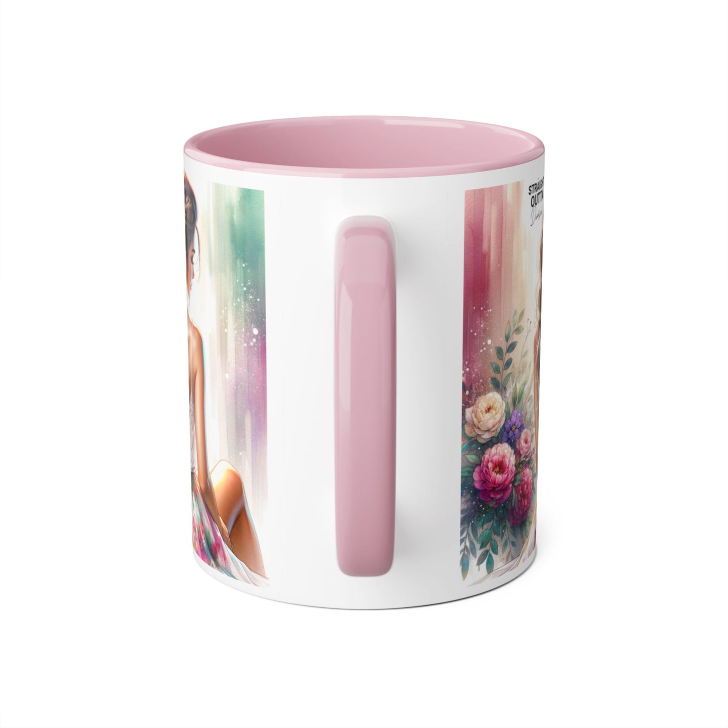 Straight Outta Divorced Humoristic Elegant Floral Accent Mug, Artistic Coffee Cup, Gift for Her, Home Decor, Tea Lover's Mug, Birthday Gift Idea, Wedding Favor