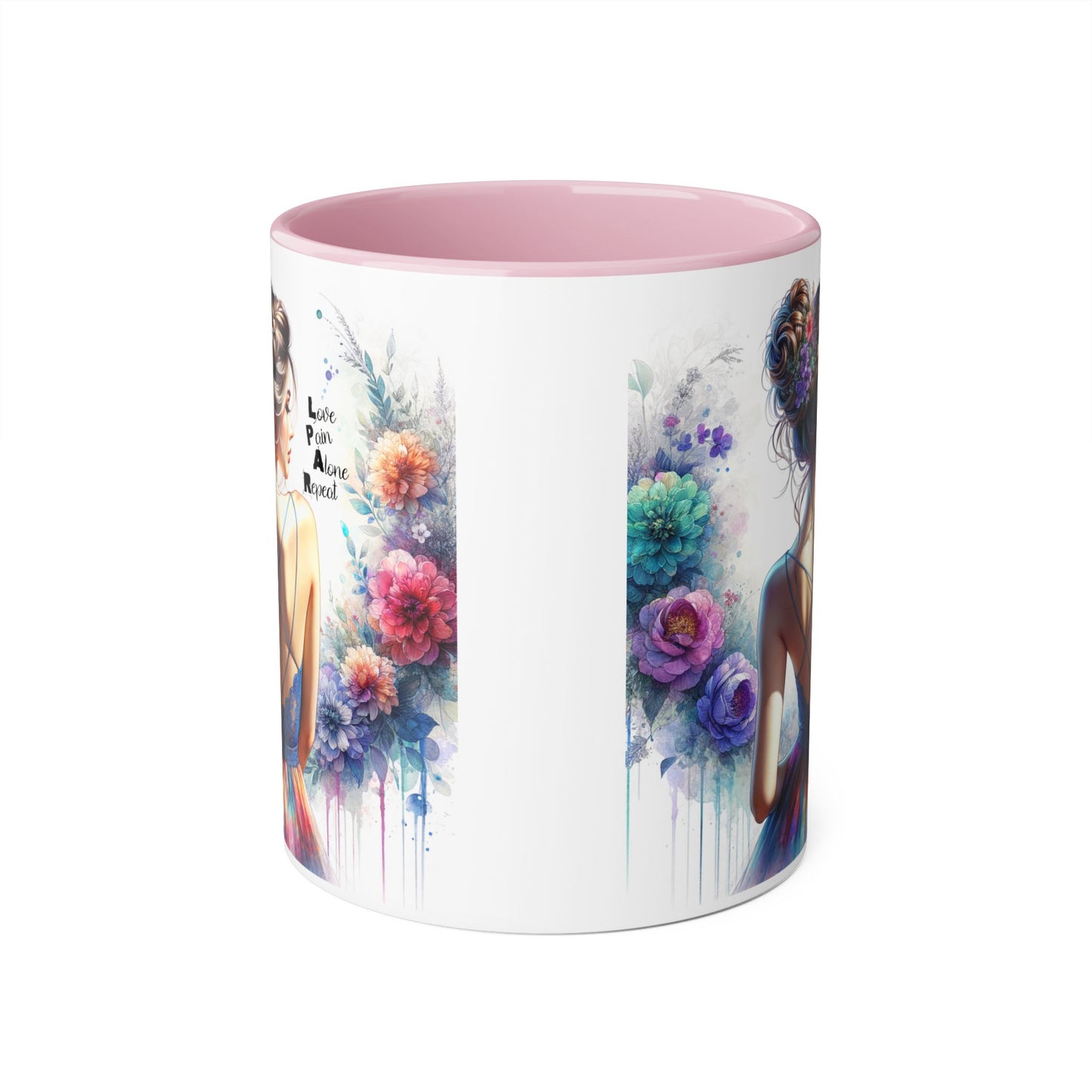 Floral Accent Mug - Vibrant Coffee Cup, Gift for Her, Home Decor, Inspirational Quotes, Art Lover's Mug, Tea Lover's Gift