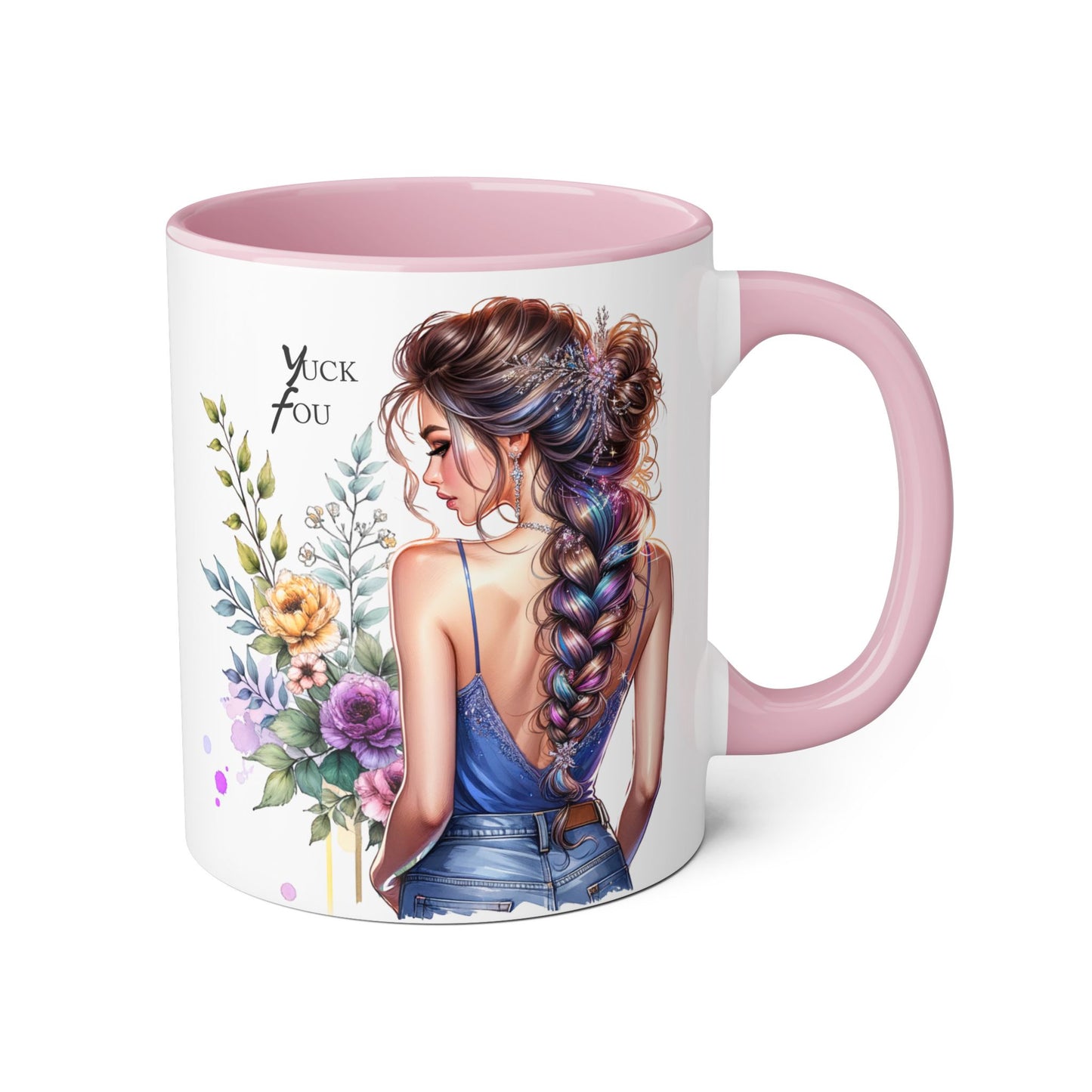 Yuck Fou Floral Inspirational Accent Mug, 11oz Coffee Cup, Gift for Her, Motivational Quote Beverage Holder, Rustic Home Decor