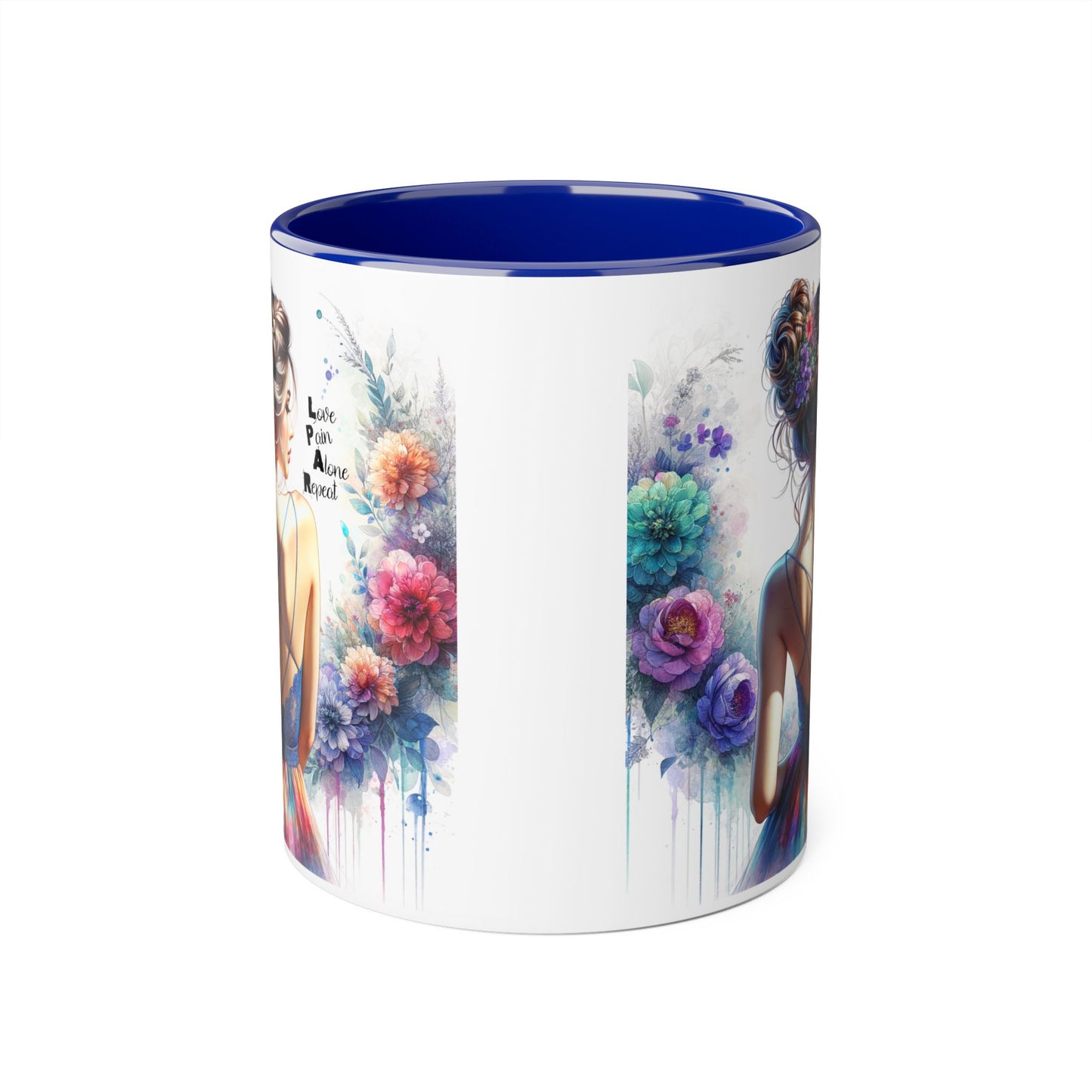 Floral Accent Mug - Vibrant Coffee Cup, Gift for Her, Home Decor, Inspirational Quotes, Art Lover's Mug, Tea Lover's Gift