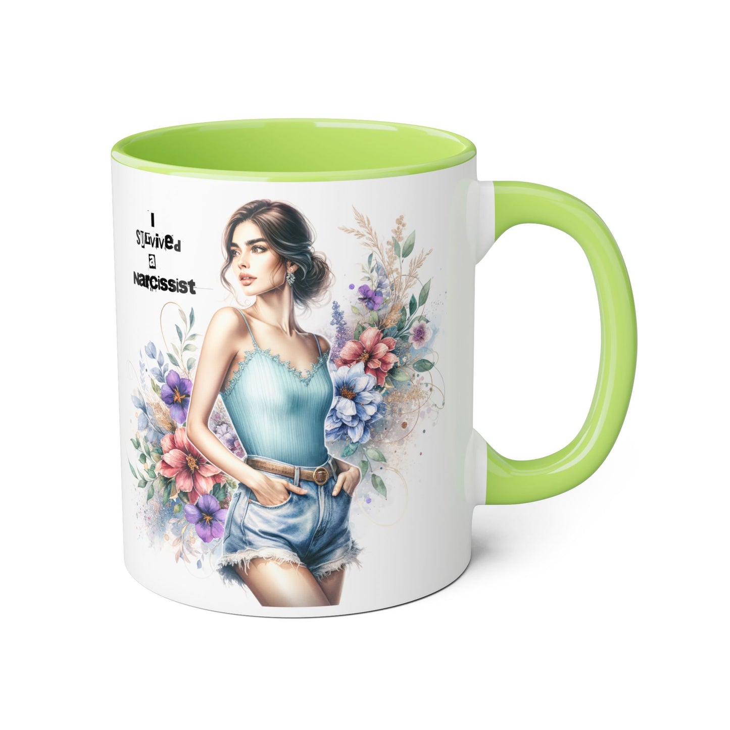 Narcissist Accent Mug, Unique Coffee Cup Gift, Floral Design Mug, Perfect for Self-Care Lovers, Inspirational Drinkware
