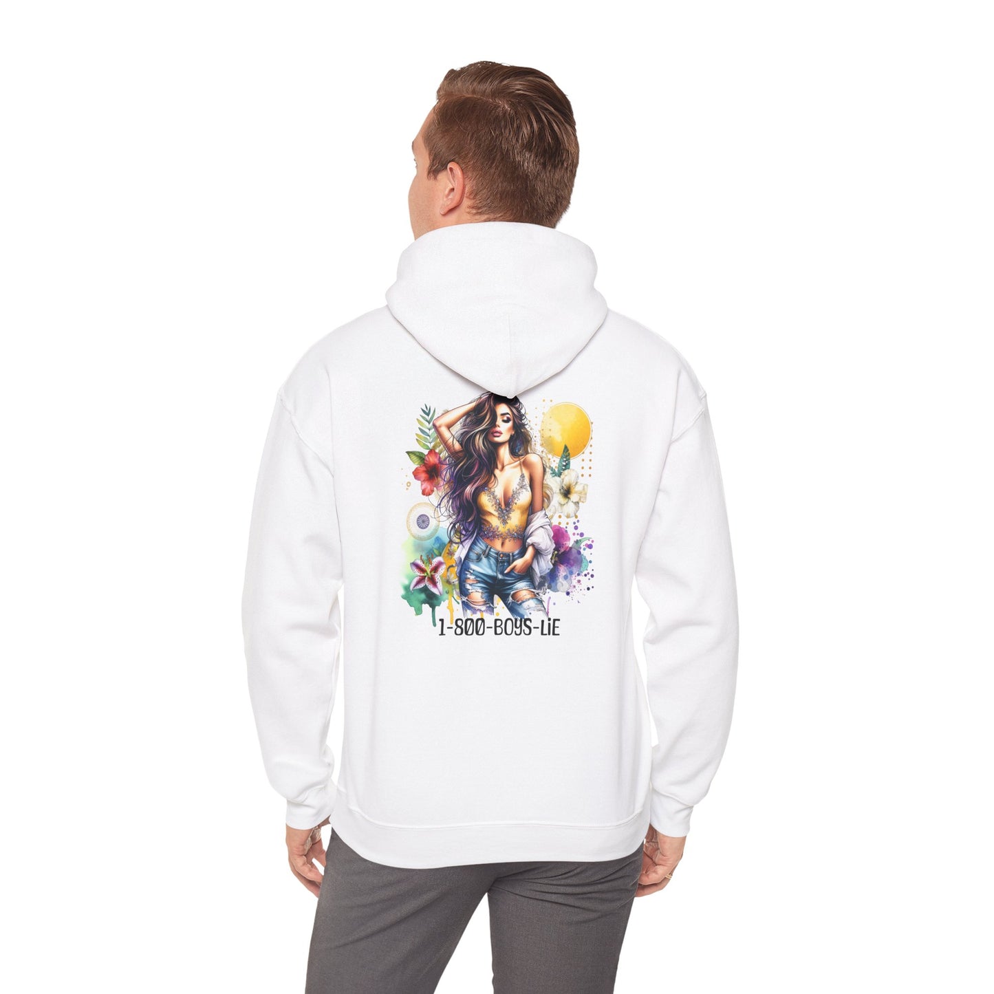 1-800-Boys-Lie Vibrant Floral Sweatshirt for Free Spirits, Comfortable Hoodie, Great for Spring, Casual Wear, Gift for Friends