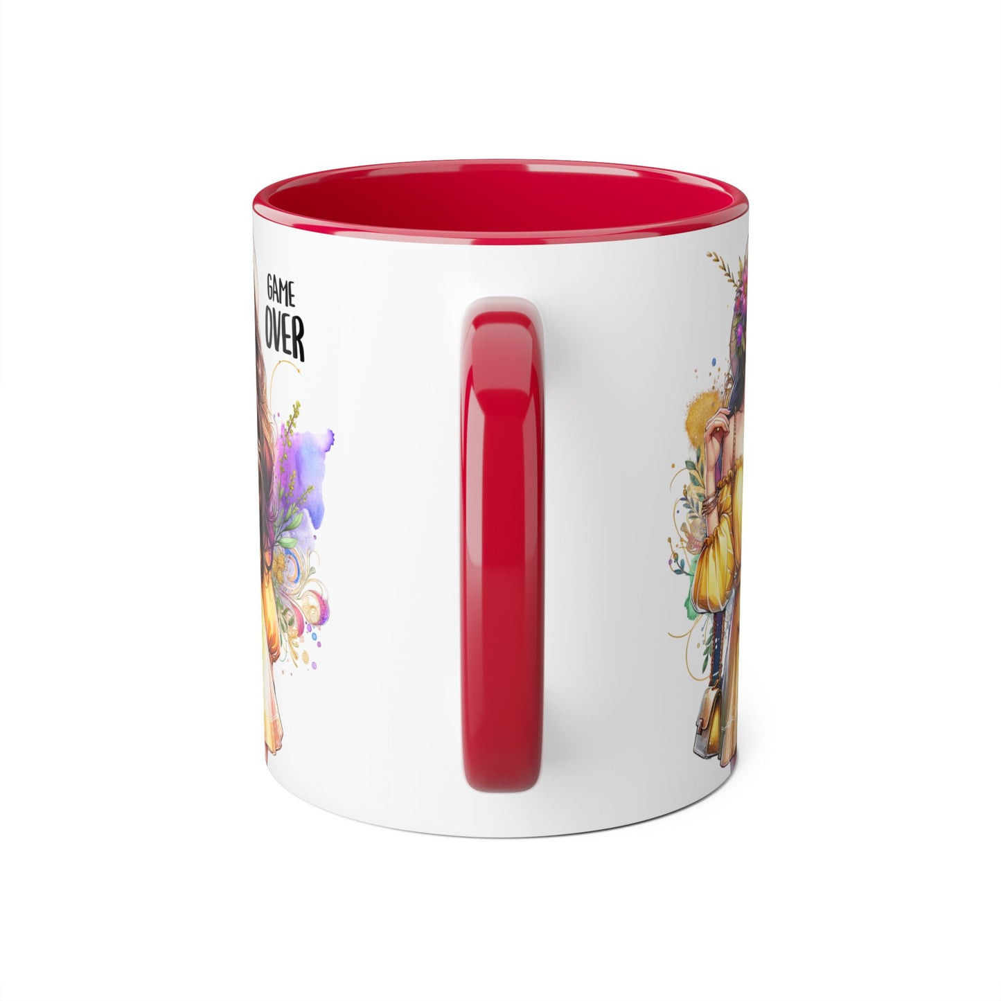 Colorful Game Over Accent Mug, 11oz Coffee Cup, Unique Art Gift, Fun Drinkware, Birthday, Celebration, Decorative Mug