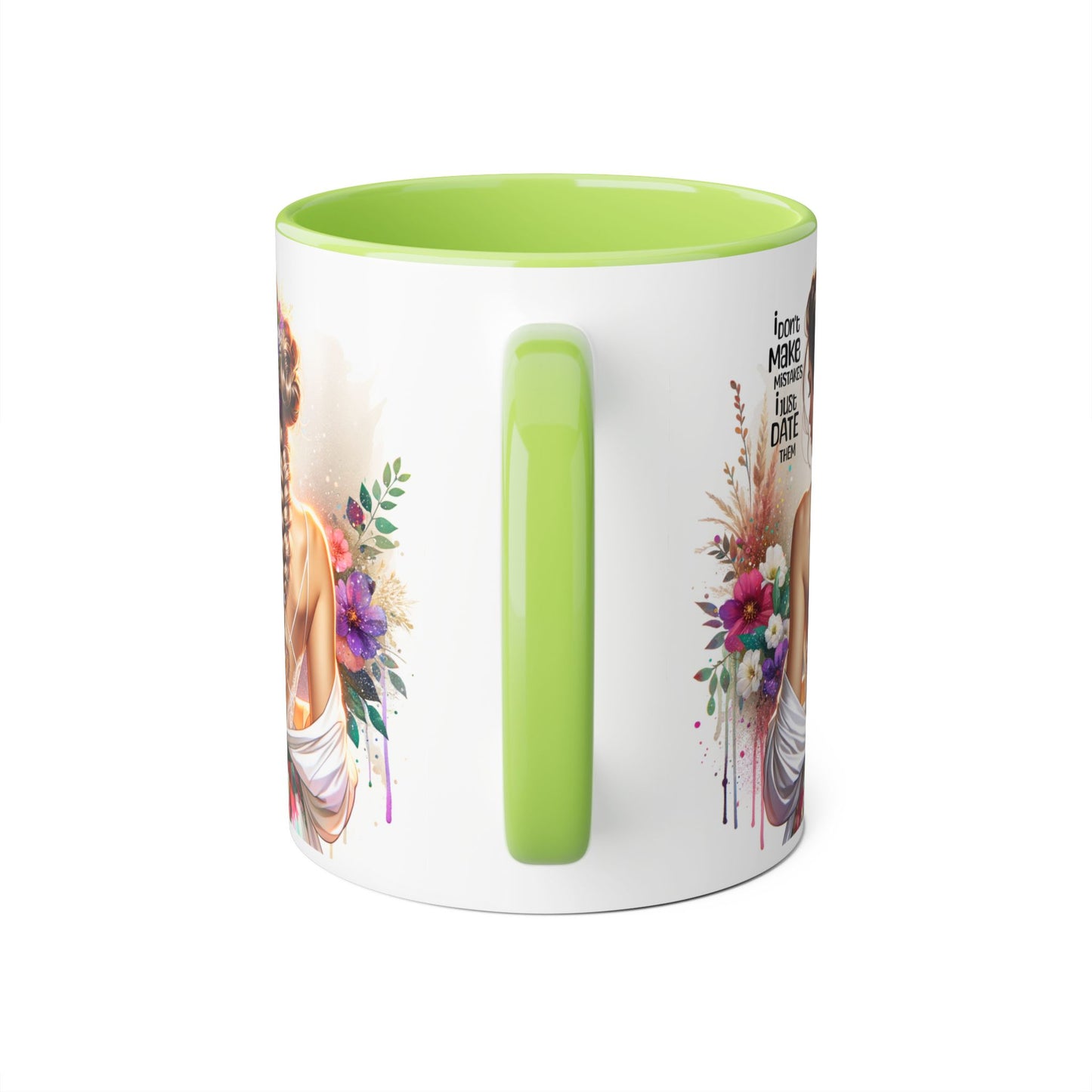 I Don't Make Mistakes, I Date Them Elegant Floral Accent Mug - Inspirational Quote Gift, Wedding, Home Décor, Coffee Cup, Tea Mug, Birthday Present
