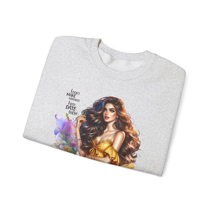 I Don`t  Make Mistakes, I Just Date Them Artistic Crewneck Sweatshirt - Perfect for Casual Outings, Gifts, Festivities, and Everyday Comfort, Featuring Colorful Designs