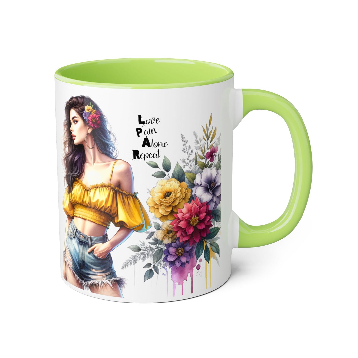 Boho Floral Accent Mug, Stunning Gift for Tea Lovers, Home Decor, Coffee Lover's Gift, Birthday Present, Art Print Mug