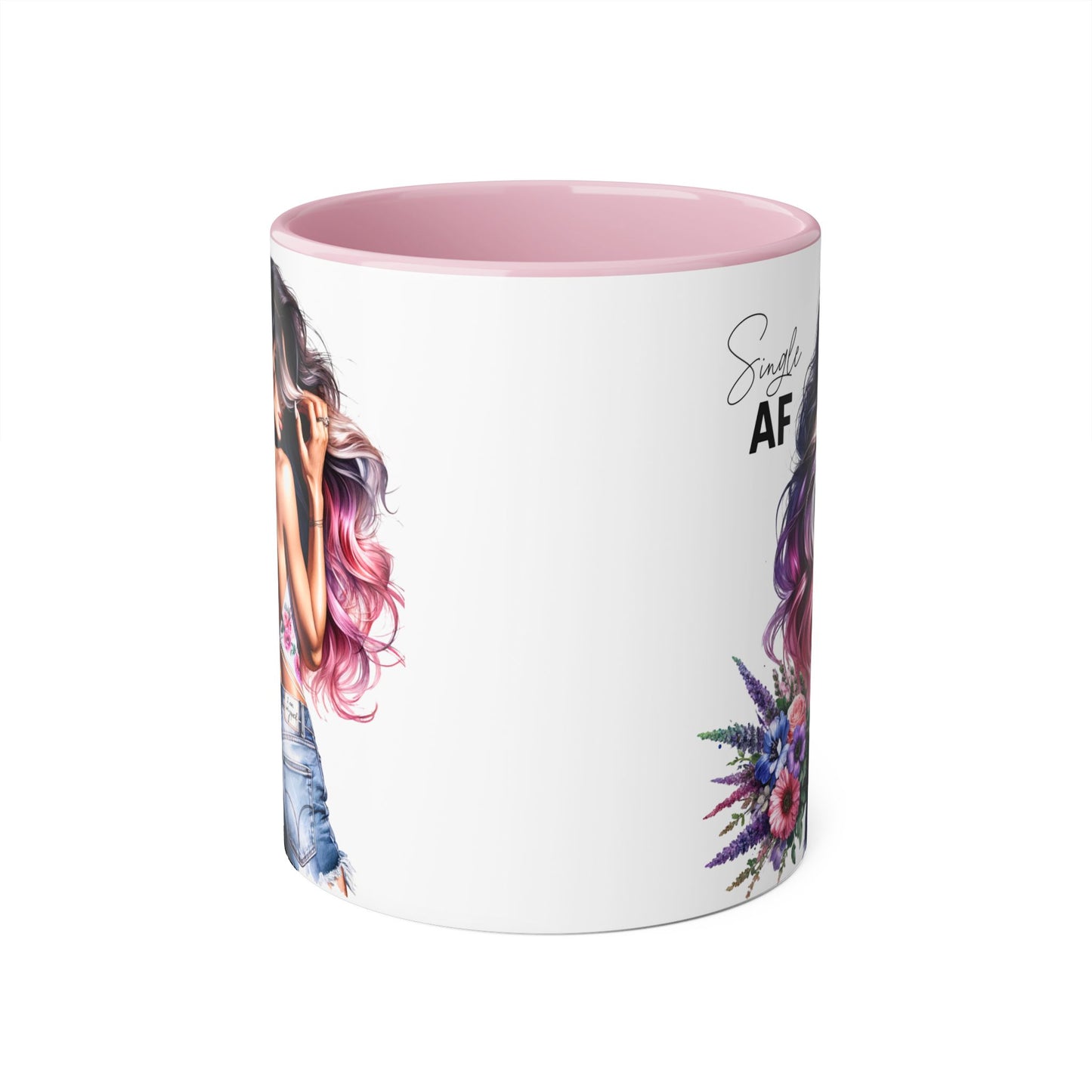 Single AF Bold Floral Single AF Accent Mug - Perfect for Coffee Lovers, Gifts for Her, Self-Care, Celebration, Home Decor