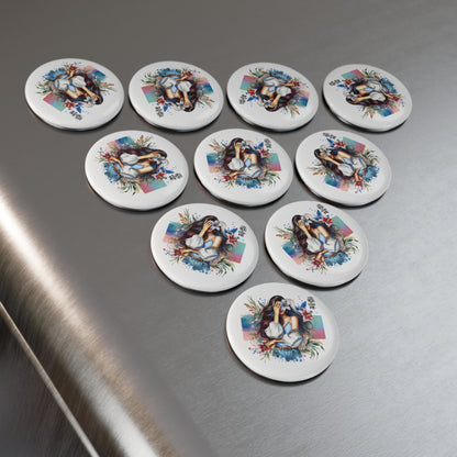 Lost You and Found Me Artistic Button Magnet with Floral Design, Inspirational Décor, Home Accents, Gifts for Friends, Unique Collectible