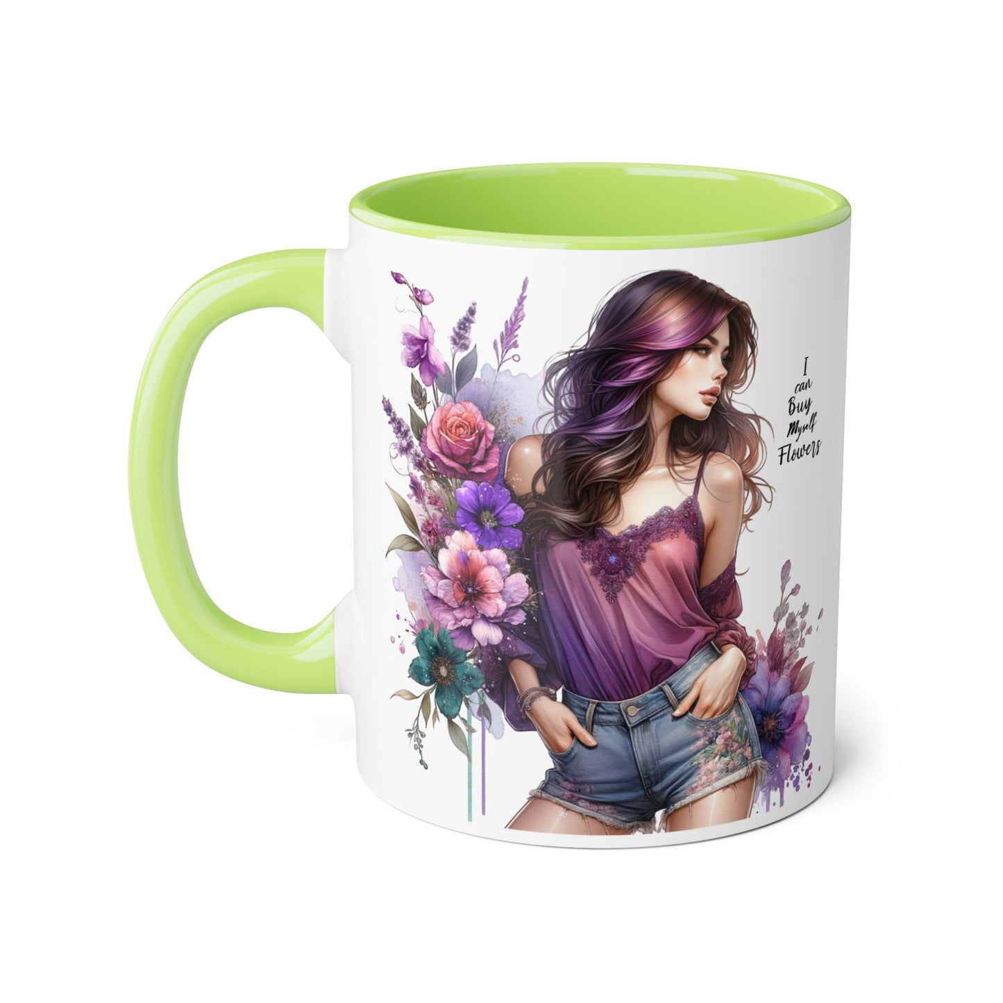 I Can Buy Myself Flowers Floral Art Accent Mug, 11oz Coffee Cup for Flower Lovers, Gift for Her, Boho Kitchen Decor, Unique Art Mug