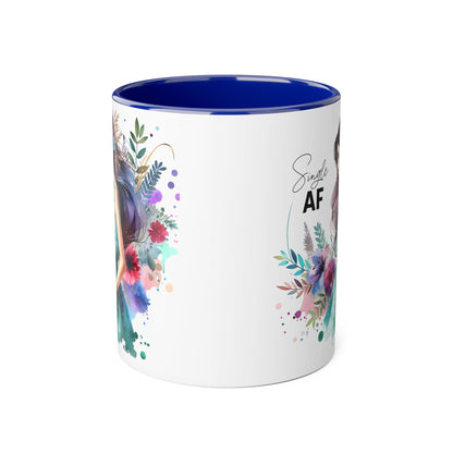 Single AF Floral Accent Mug - Perfect Gift for Singles, Coffee Lovers, Birthday, Self-Care, Galentine's Day