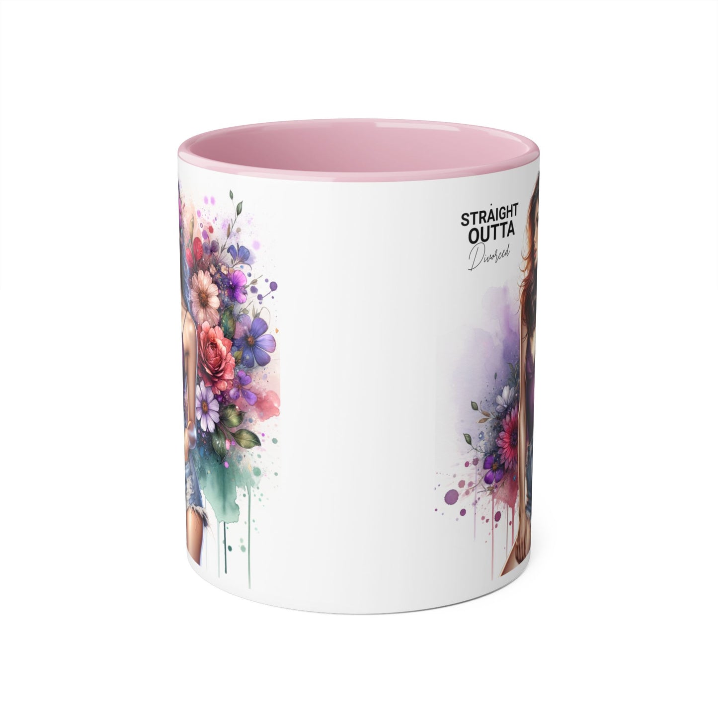 Straight Outta Divorced Humoristic Floral Art Accent Mug, Straight Outta, Gift for Her, Coffee Lover, Home Décor, Unique Tea Cup, Birthday Present