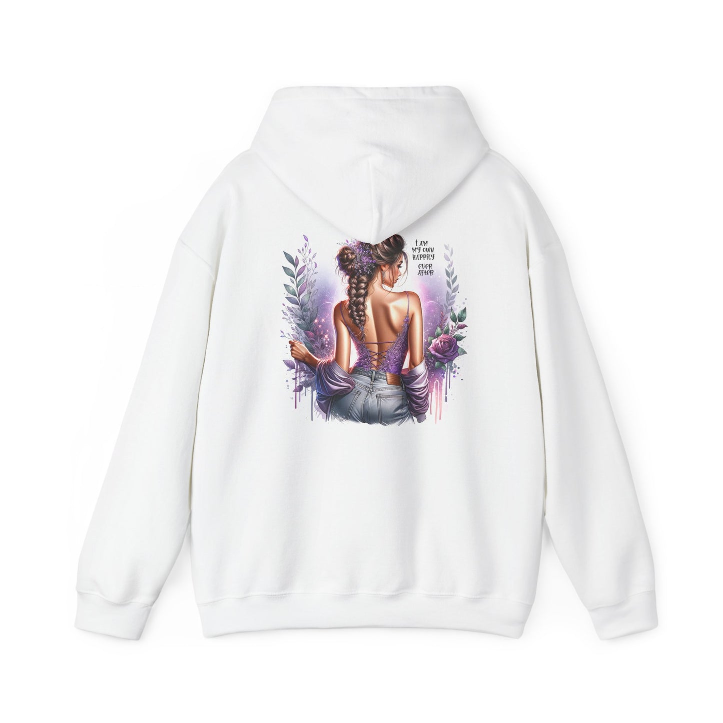 I Am My Own Happily Ever After Inspirational Art Hoodie - Unisex Heavy Blend™ Hooded Sweatshirt with Unique Floral Design