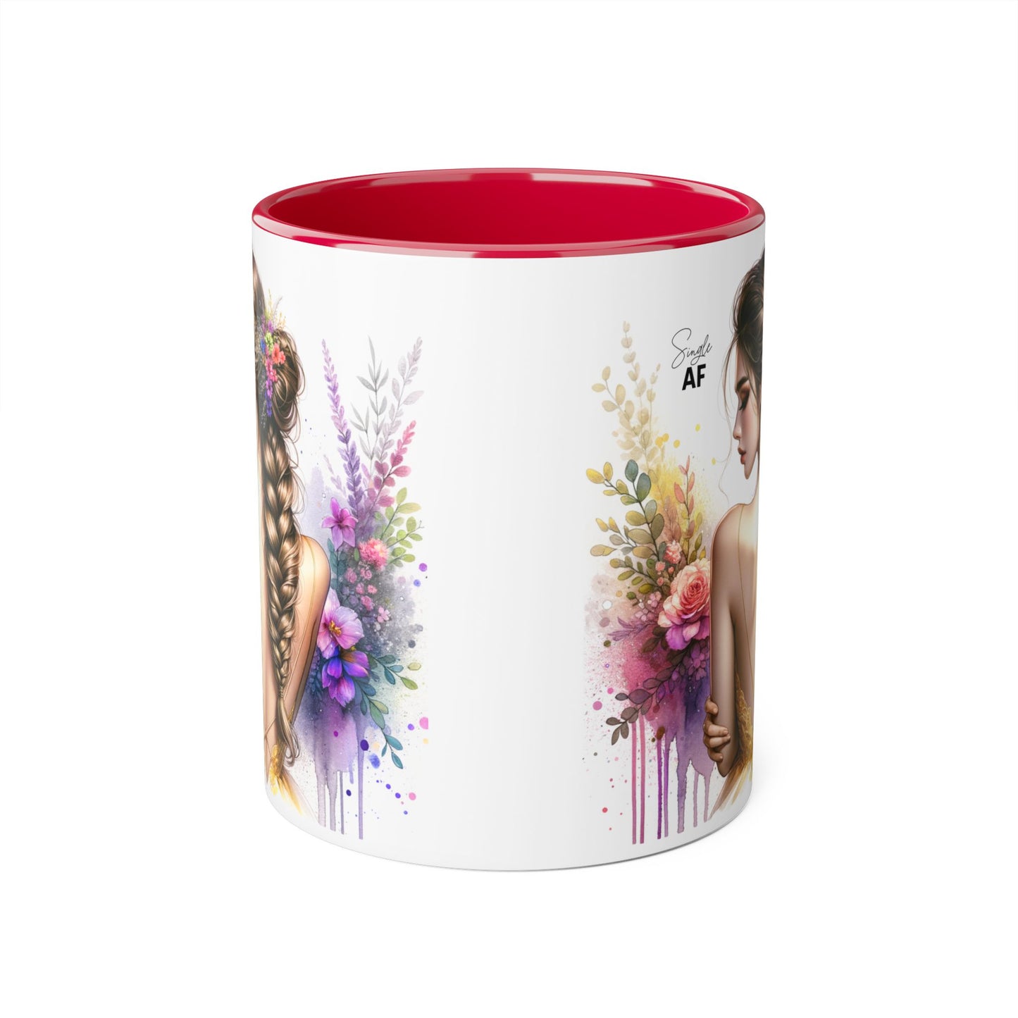 Floral Art Accent Mug, Coffee Cup for Home Decor, Gift for Her, Birthday Present, Inspirational Drinkware