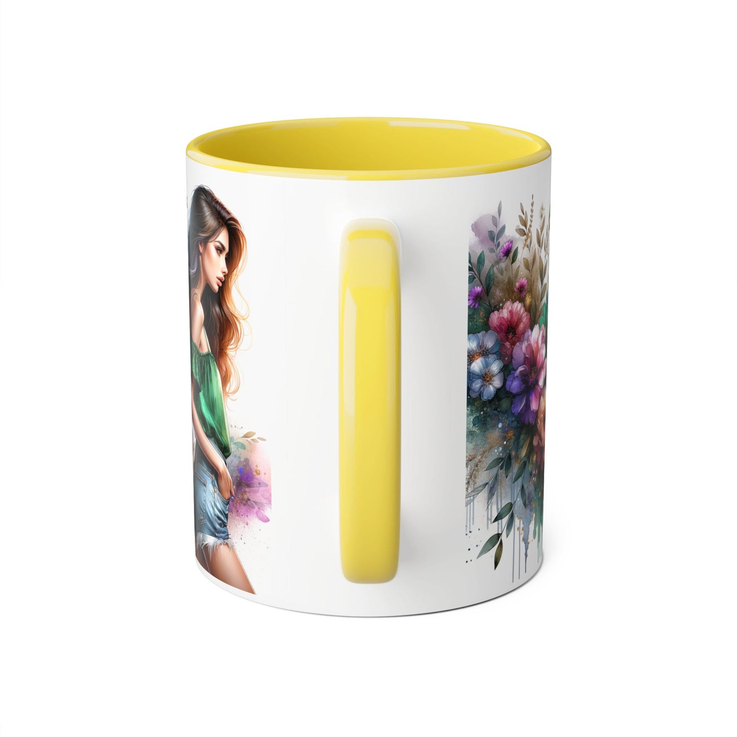 Yuck Fou Floral Accent Mug, 11oz Ceramic Coffee Cup, Inspirational Gift, Home Decor, Unique Art Mug, Perfect for Coffee Lovers