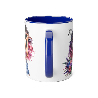 Yuck Fou Bohemian Floral Accent Mug, Artistic Coffee Cup, Unique Gift for Her, Trendy Home Decor, Floral Design