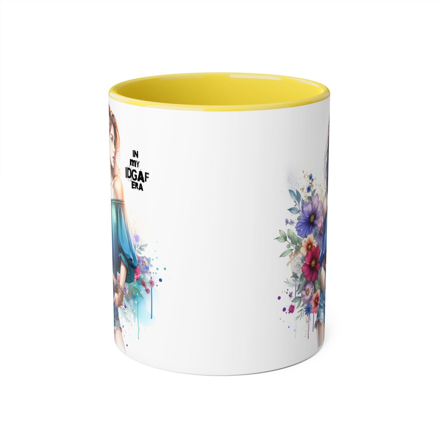 IDGAF Floral Accent Mug - Stylish Coffee Mug for Sassy Souls, Gift for Friends, Unique Home Decor, Perfect for Birthdays, Fun Collectible