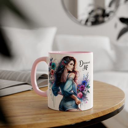 Divorced AF Accent Mug, 11oz Coffee Cups, Empowerment Gift for Newly Divorced, Funny Divorce Mug, Motivational Kitchen Decor