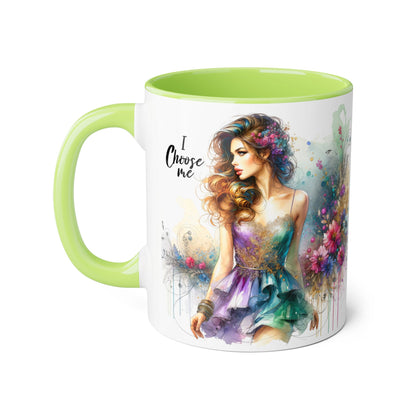 I Choose Me Empowerment Accent Mug - I Choose Me, Inspirational Coffee Cup, Self-Love Gift, Women’s Empowerment, Floral Décor, Motivational Drinkware