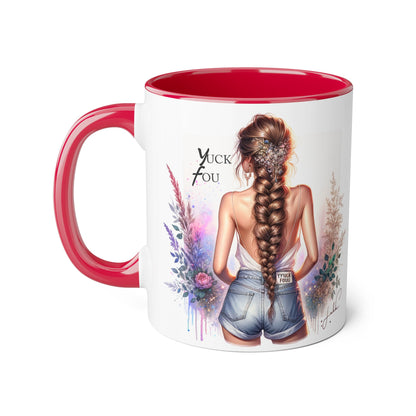 Yuck Fou Stylish Floral Accent Mug, Gift for Friends, Motivational Coffee Cup, Cute Home Decor, Art Lover's Mug, Perfect for Holidays